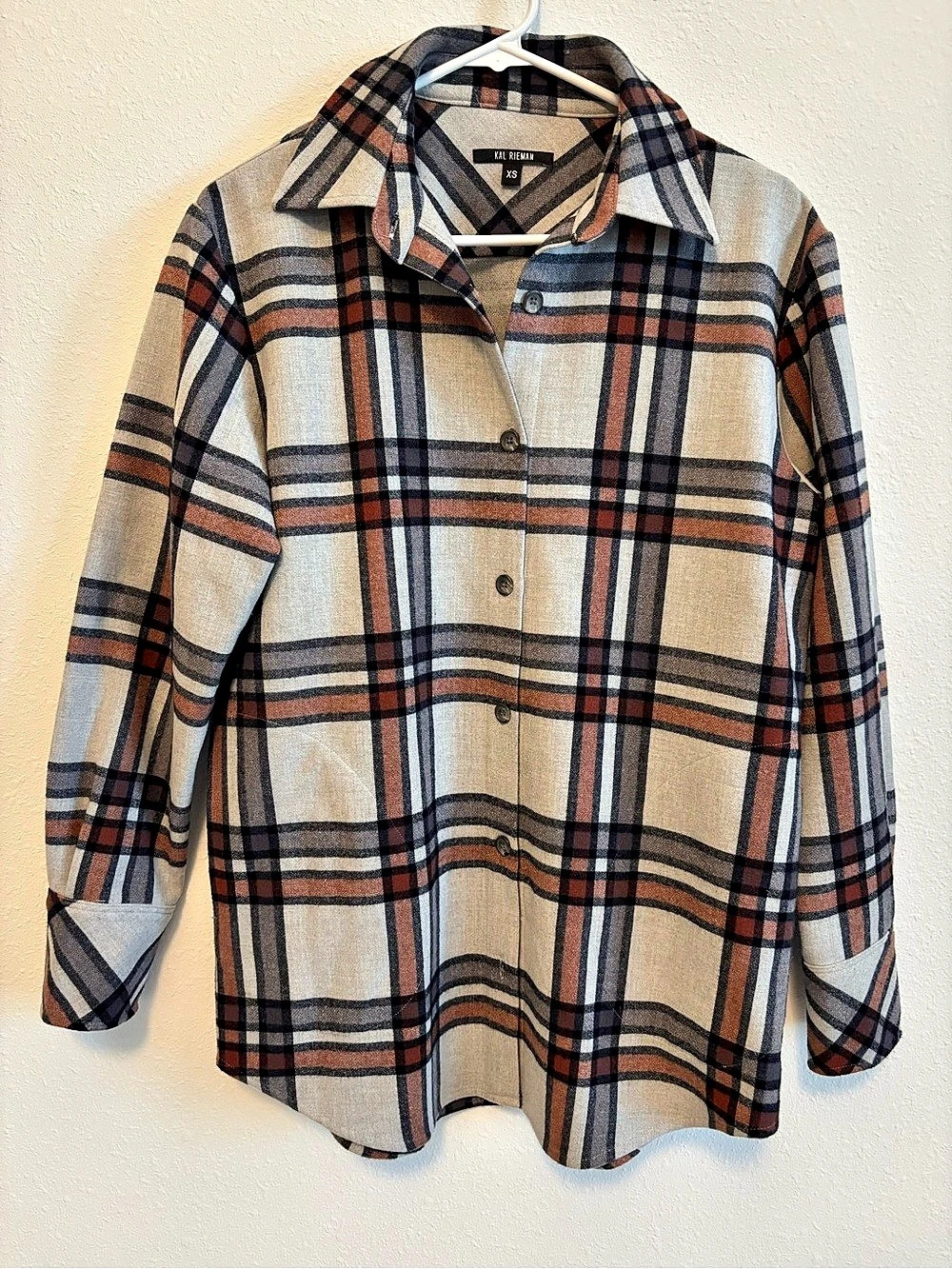 KAL RIEMAN Plaid Oversized Shacket with Hidden Pockets Size XS Excellent Conditi